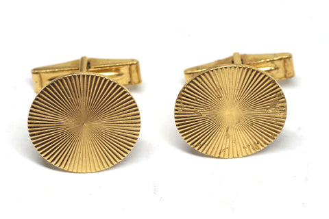Bold 14kt Round Sunburst Gold Cufflinks